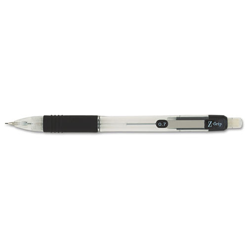 Z-Grip Mechanical Pencil, 0.7 mm, HB (#2.5), Black Lead, Clear/Black Grip Barrel, Dozen-(ZEB52410)