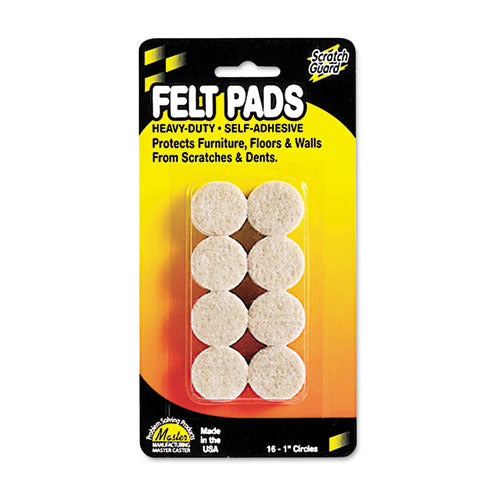 Scratch Guard Felt Pads, 1" dia, Circular, Beige, 16/Pack-(MAS88496)