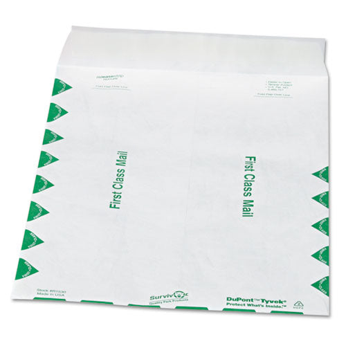 Lightweight 14 lb Tyvek Catalog Mailers, First Class, #12 1/2, Square Flap, Redi-Strip Closure, 9.5 x 12.5, White, 100/Box-(QUAR1530)