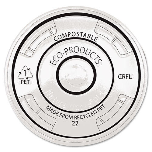 BlueStripe Recycled Content Cold Cup Flat Lids, Fits 9 oz to 24 oz Cups, Clear, 100/Pack, 10 Packs/Carton-(ECOEPCRFL)