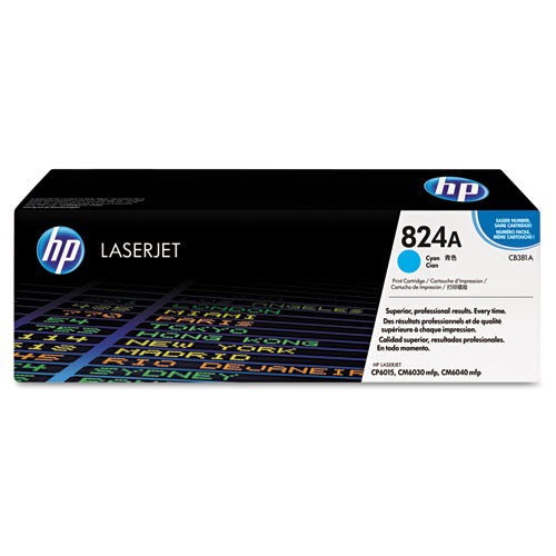 HP 824A, (CB381A) Cyan Original LaserJet Toner Cartridge-(HEWCB381A)