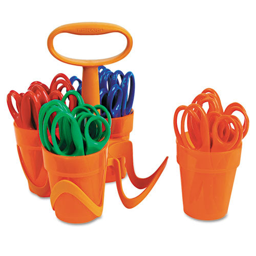 Kids/Student Scissors, Pointed Tip, 5" Long, 1.25" Cut Length, Assorted Straight Handles, 24/Set-(FSK1234677097)