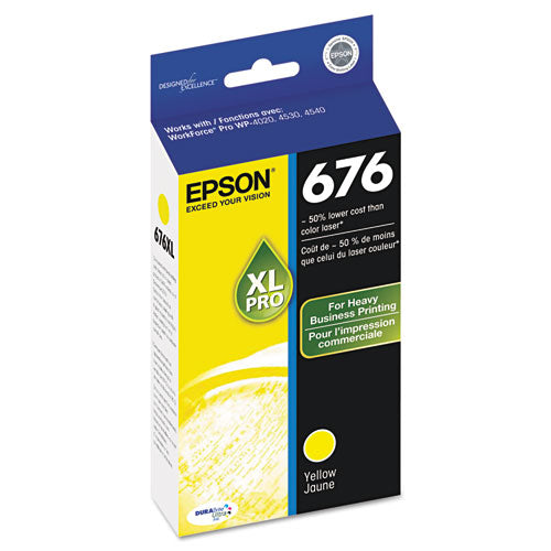 T676XL420-S (676XL) High-Yield Ink, 2,400 Page-Yield, Yellow-(EPST676XL420S)