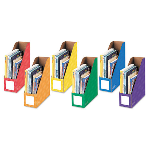 Extra-Wide Cardboard Magazine File, 4.25 x 11.38 x 12.88, Assorted, 6/Pack-(FEL3381901)
