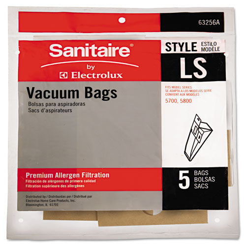 Commercial Upright Vacuum Cleaner Replacement Bags, Style LS, 5/Pack, 10 Packs/Carton-(EUR63256A10CT)