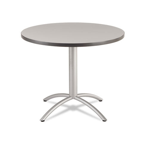 CafeWorks Table, Cafe-Height, Round Top, 36" Diameter x 30h, Gray/Silver-(ICE65621)