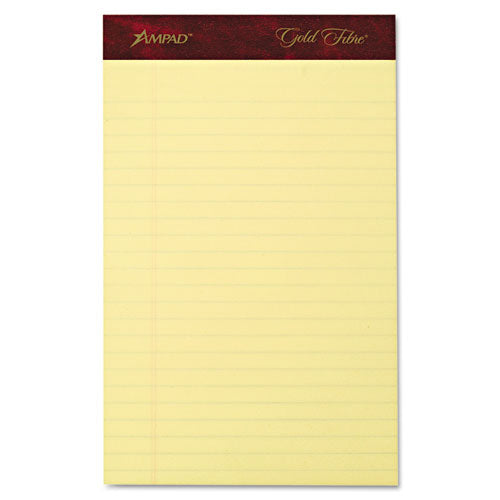 Gold Fibre Writing Pads, Narrow Rule, 50 Canary-Yellow 5 x 8 Sheets, 4/Pack-(TOP20029)