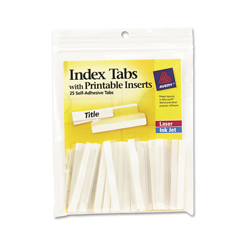 Insertable Index Tabs with Printable Inserts, 1/5-Cut, Clear, 2" Wide, 25/Pack-(AVE16241)