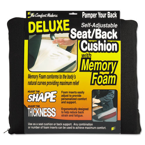 The ComfortMakers Deluxe Seat/Back Cushion, Memory Foam, 17 x 2.75 x 17.5, Black-(MAS91061)