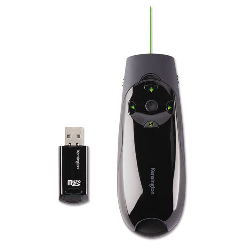 Presenter Expert Wireless Cursor Control with Green Laser, Class 2, 150 ft Range, Black-(KMW72426)