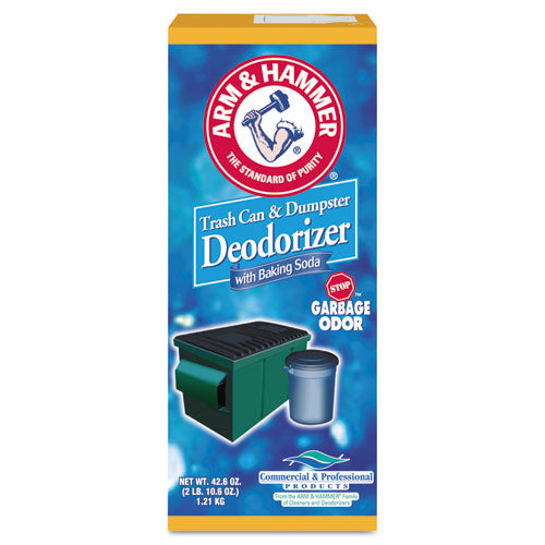 Trash Can and Dumpster Deodorizer with Baking Soda, Sprinkle Top, Original, Powder, 42.6 oz Box, 9/Carton-(CDC3320084116CT)