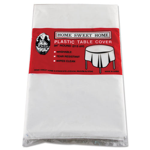 Table Set Round Table Cover, Plastic, 84" Diameter, White, 6/Pack-(TBL84WH)