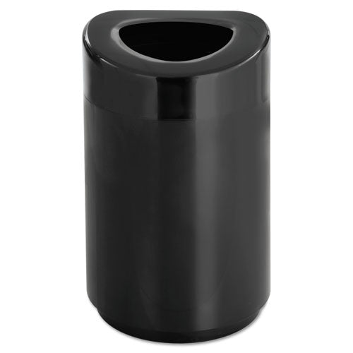 Open Top Round Waste Receptacle, 30 gal, Steel, Black-(SAF9920BL)