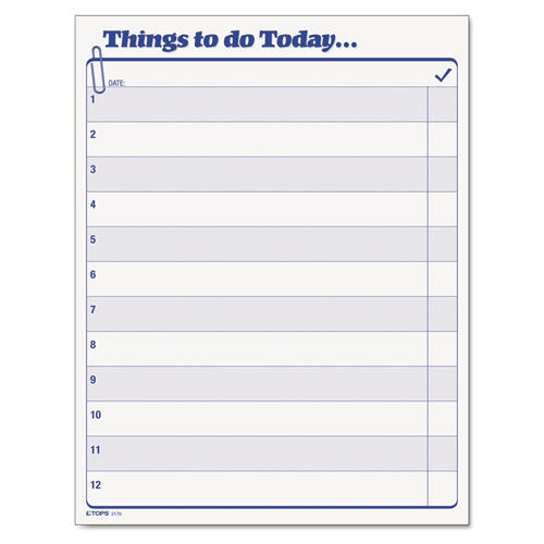 "Things To Do Today" Daily Agenda Pad, One-Part (No Copies), 8.5 x 11, 100 Forms Total-(TOP2170)