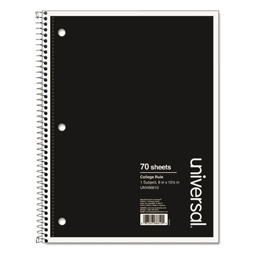 Wirebound Notebook, 1-Subject, Medium/College Rule, Black Cover, (70) 10.5 x 8 Sheets-(UNV66610)
