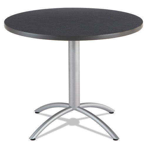 CafeWorks Table, Cafe-Height, Round Top, 36" Diameter x 30h, Graphite Granite/Silver-(ICE65628)