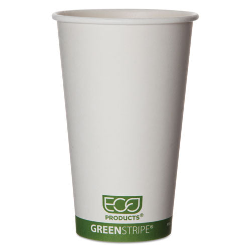 GreenStripe Renewable and Compostable Hot Cups, 16 oz, 50/Pack, 20 Packs/Carton-(ECOEPBHC16GS)