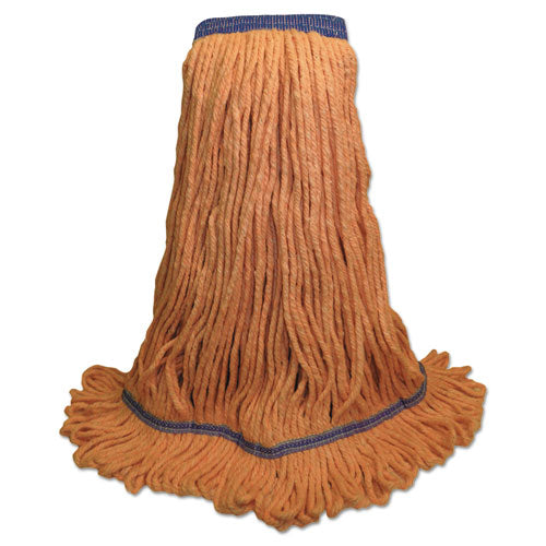 Super Loop Wet Mop Head, Cotton/Synthetic Fiber, 5" Headband, X-Large Size, Orange, 12/Carton-(BWK504OR)