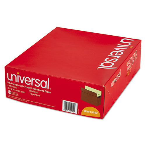 Redrope Expanding File Pockets, 5.25" Expansion, Letter Size, Redrope, 10/Box-(UNV15262)