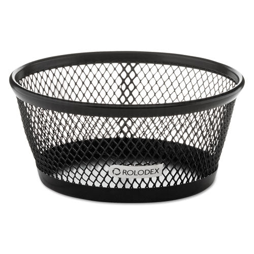 Mesh Jumbo Nestable Paper Clip Dish, Wire Mesh, 4.3" Diameter x 2"h,  Black-(ROL62562)