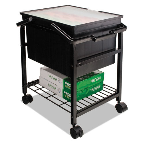 Heavy-Duty File Shuttle, Metal, 1 Shelf, 17.13" x 14.25" x 20", Black-(AVTFS2BHD)