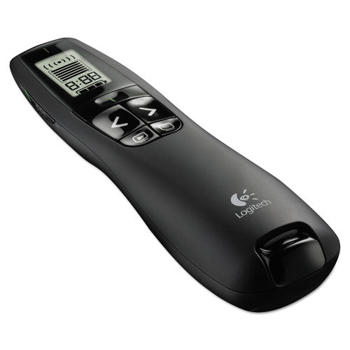 R800 Wireless Laser Presentation Remote w/LCD Display, Class 2, 100 ft Range, Matte Black-(LOG910001350)