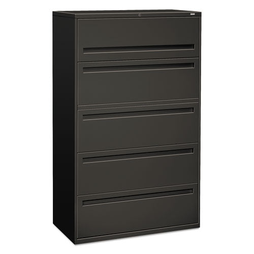 Brigade 700 Series Lateral File, 4 Legal/Letter-Size File Drawers, 1 File Shelf, 1 Post Shelf, Charcoal, 42" x 18" x 64.25"-(HON795LS)