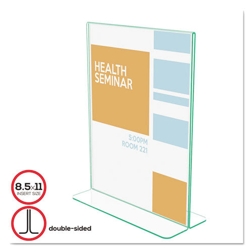 Superior Image Premium Green Edge Sign Holders, 8.5 x 11 Insert, Clear/Green-(DEF5991790)