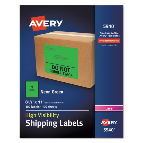 High-Visibility Permanent Laser ID Labels, 8.5 x 11, Neon Green, 100/Box-(AVE5940)