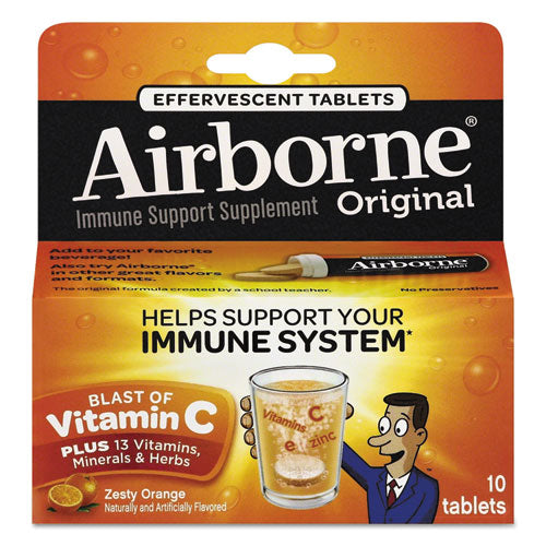 Immune Support Effervescent Tablet, Zesty Orange, 10/Box, 72 Boxes/Carton-(ABN30004CT)