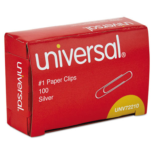 Paper Clips, #1, Smooth, Silver, 100 Clips/Box, 10 Boxes/Pack-(UNV72210)
