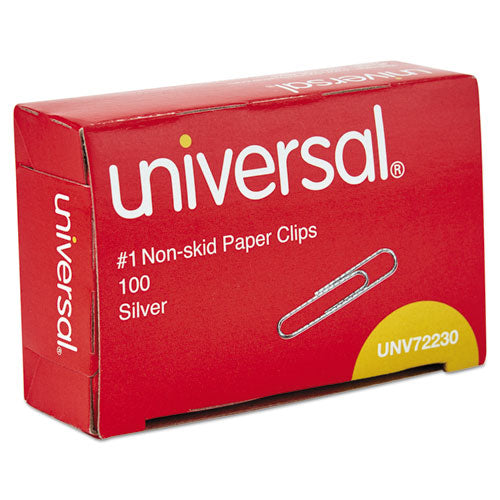 Paper Clips, #1, Nonskid, Silver, 100 Clips/Box, 10 Boxes/Pack-(UNV72230)