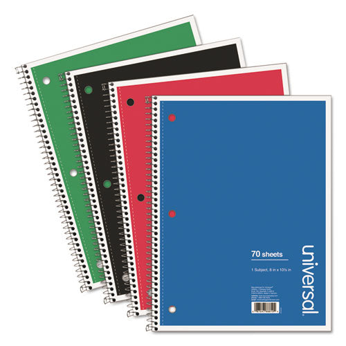 Wirebound Notebook, 1-Subject, Wide/Legal Rule, Assorted Cover Colors, (70) 10.5 x 8 Sheets, 4/Pack-(UNV66624)