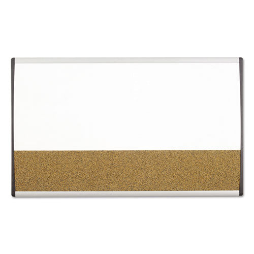 ARC Frame Cubicle Dry Erase/Cork Board, 30 x 18, Natural/White Surface, Silver Aluminum Frame-(QRTARCCB3018)