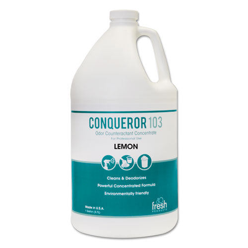 Conqueror 103 Odor Counteractant Concentrate, Lemon, 1 gal Bottle, 4/Carton-(FRS1WBLE)