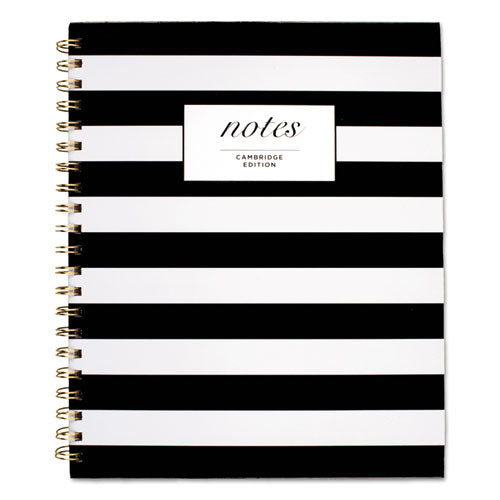 Black and White Striped Hardcover Notebook, 1-Subject, Wide/Legal Rule, Black/White Stripes Cover, (80) 11 x 8.88 Sheets-(MEA59010)