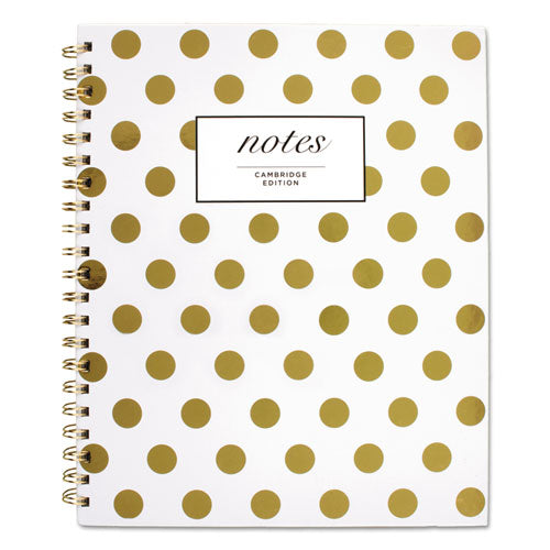 Gold Dots Hardcover Notebook, 1-Subject, Wide/Legal Rule, White/Gold Cover, (80) 11 x 8.88 Sheets-(MEA59014)