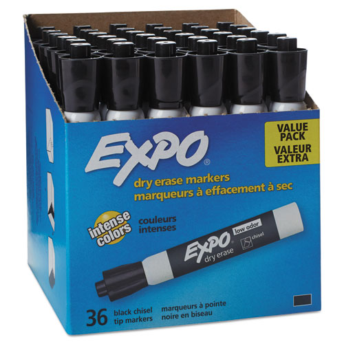 Low-Odor Dry-Erase Marker Value Pack, Broad Chisel Tip, Black, 36/Box-(SAN1920940)
