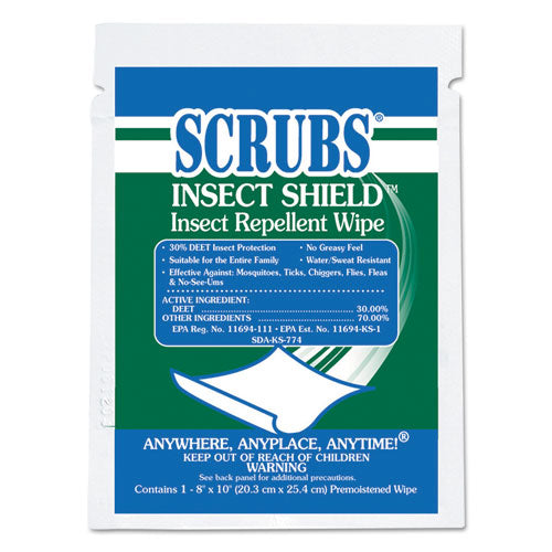 Insect Shield Insect Repellent Wipes, 8 x 10, Floral, 100/Carton-(ITW91401)