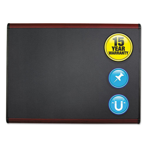 Prestige Plus Magnetic Fabric Bulletin Boards, 36 x 24, Gray Surface, Mahogany Fiberboard/Plastic Frame-(QRTMB543M)
