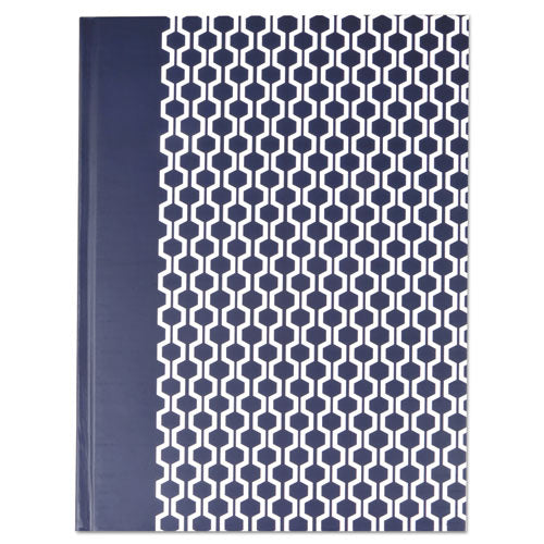 Casebound Hardcover Notebook, 1-Subject, Wide/Legal Rule, Dark Blue/White Cover, (150) 10.25 x 7.63 Sheets-(UNV66351)