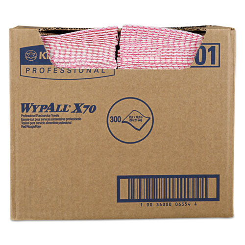 X70 Wipers, 1-Ply, 12.5 x 23.2, Red, 300/Carton-(KCC06354)