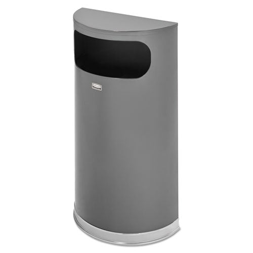 Half Round Flat Top Waste Receptacle, 9 gal, Steel, Anthracite Metallic w/Chrome Trim-(RCPSO820PLANT)