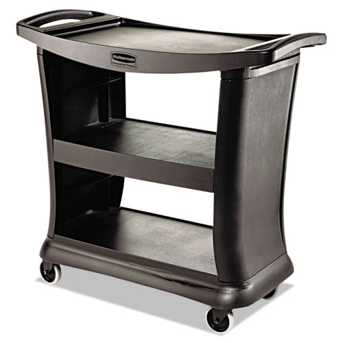 Executive Service Cart, Plastic, 3 Shelves, 300 lb Capacity, 20.33" x 38.9" x 38.9", Black-(RCP9T6800BK)
