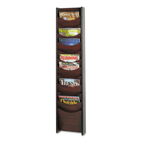 Solid Wood Wall-Mount Literature Display Rack, 11.25w x 3.75d x 48.75h, Mahogany-(SAF4331MH)