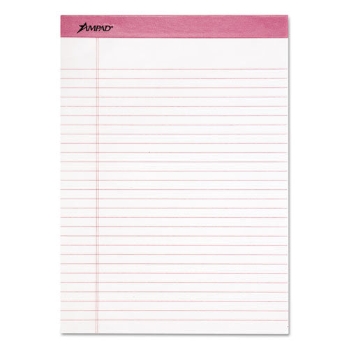 Pink Writing Pads, Wide/Legal Rule, Pink Headband, 50 White 8.5 x 11 Sheets, 6/Pack-(TOP20098)