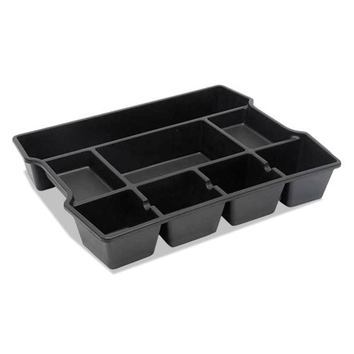 High Capacity Drawer Organizer, Eight Compartments, 14.88 x 11.88 x 2.5, Plastic, Black-(UNV20120)
