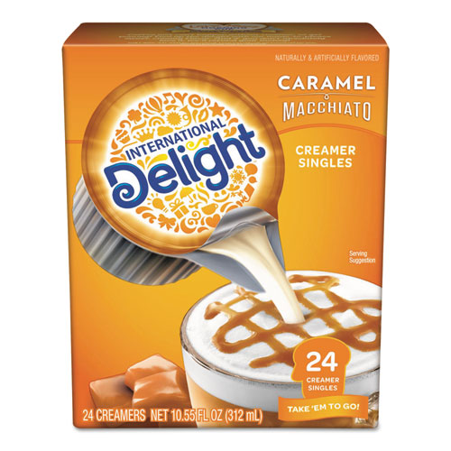Flavored Liquid Non-Dairy Coffee Creamer, Caramel Macchiato, Mini Cups, 24/Box-(ITD101766)