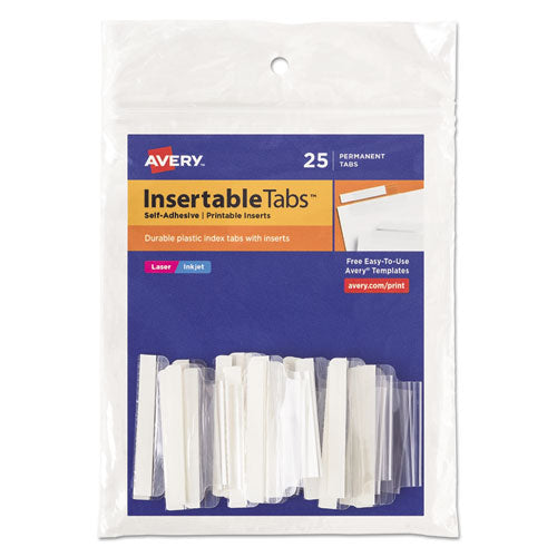 Insertable Index Tabs with Printable Inserts, 1/5-Cut, Clear, 1.5" Wide, 25/Pack-(AVE16230)