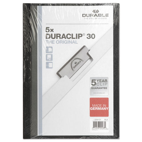 DuraClip Report Cover, Clip Fastener, 8.5 x 11, Clear/Black, 5/Pack-(DBL220401)